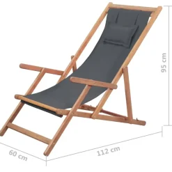 vidaXL - Strandstoel - Grijs - Stof Clearance