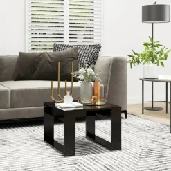 vidaXL - Tafel - Zwart - Bewerkt hout - 50 x 50 cm New