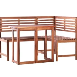 vidaXL - Tafel En Bankenset - Bruin - Hout Best