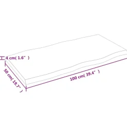 vidaXL - Tafelblad - Bruin - Eikenhout - 100 x 50 x 4 cm New