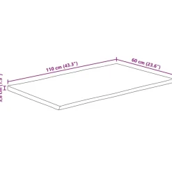 vidaXL - Tafelblad met natuurlijke rand - Bruin - Hout - 110 x 60 x 3.8 cm Online