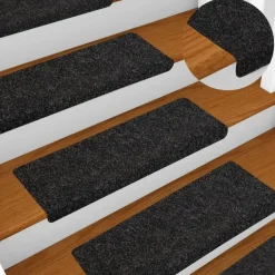 vidaXL - Tapijt Traptrede - Zwart - Polypropyleen - 5 stuks New