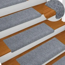vidaXL - Tapijt Traptrede - Grijs - Polypropyleen - 5 stuks Online