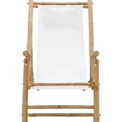 vidaXL - Terrasstoel - Wit - Bamboe en canvas