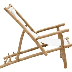 vidaXL - Terrasstoel - Wit - Bamboe en canvas