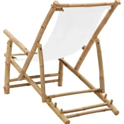 vidaXL - Terrasstoel - Wit - Bamboe en canvas