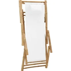 vidaXL - Terrasstoel - Wit - Bamboe en canvas