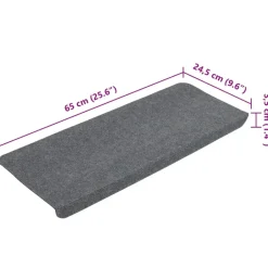 vidaXL - Trapmat - Grijs - Stof - 65 x 24.5 x 3.5 cm - 15 stuks Online