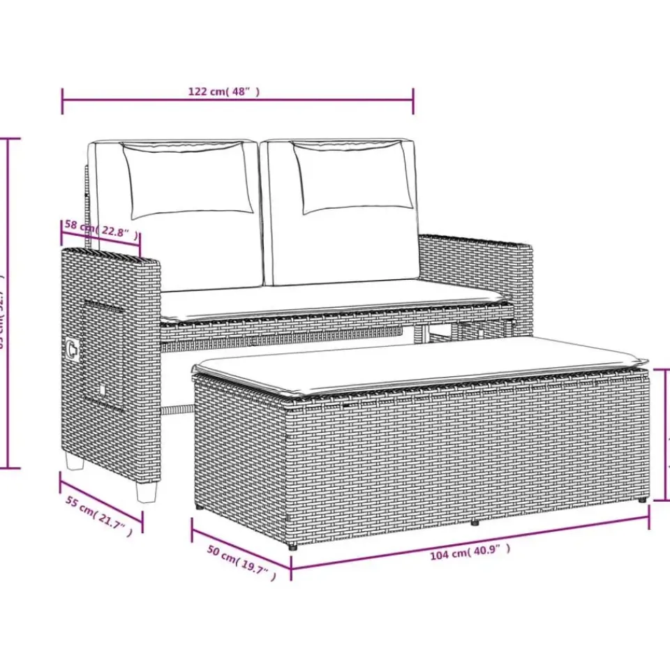vidaXL - Tuinbank - Beige - Poly rattan