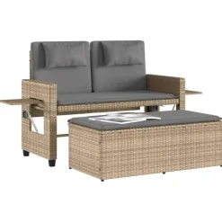 vidaXL - Tuinbank - Beige - Poly rattan