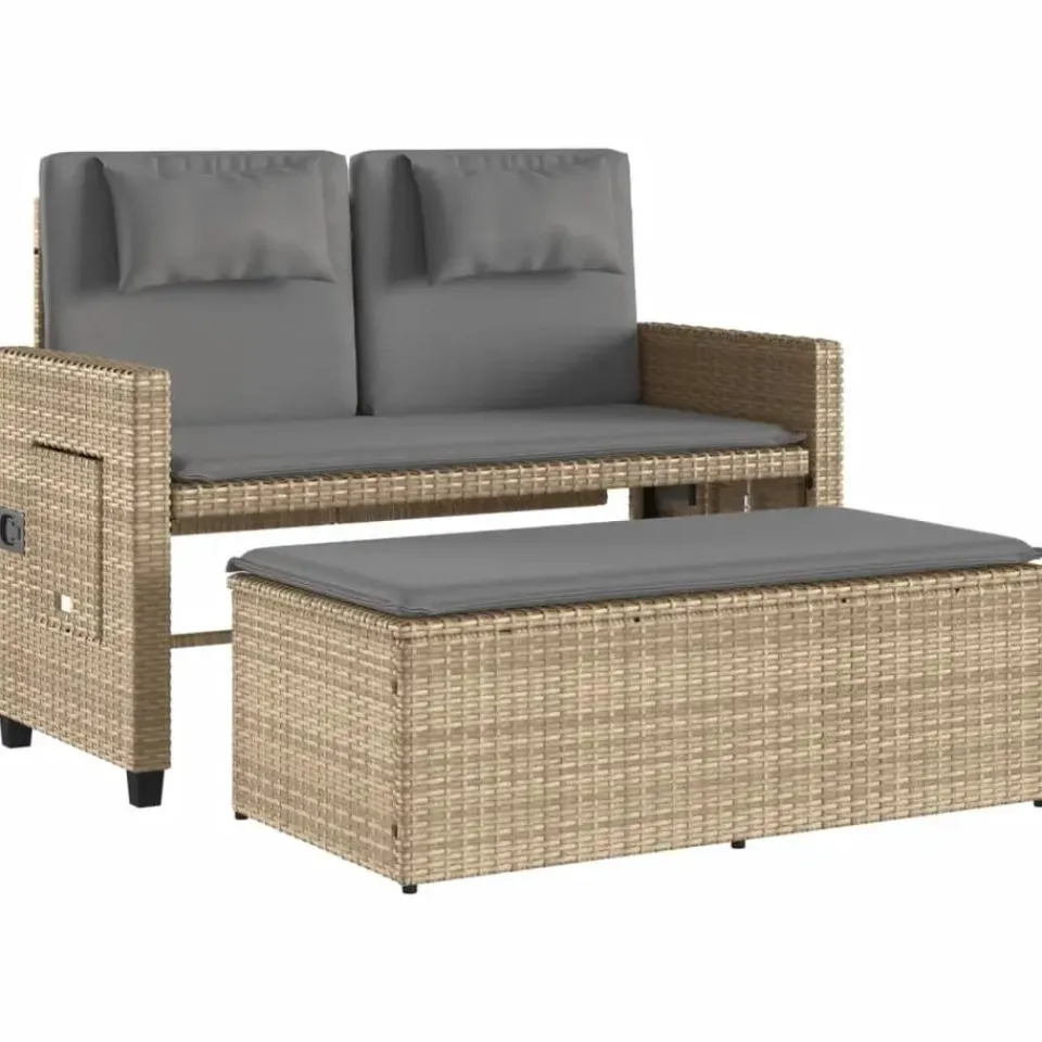 vidaXL - Tuinbank - Beige - Poly rattan