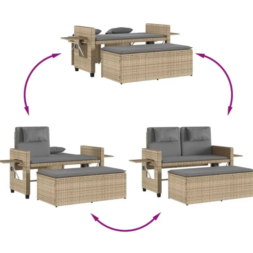 vidaXL - Tuinbank - Beige - Poly rattan