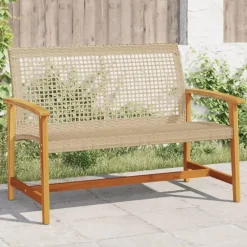 vidaXL - Tuinbank - Beige - Poly rattan en acaciahout beige - 112 cm Best