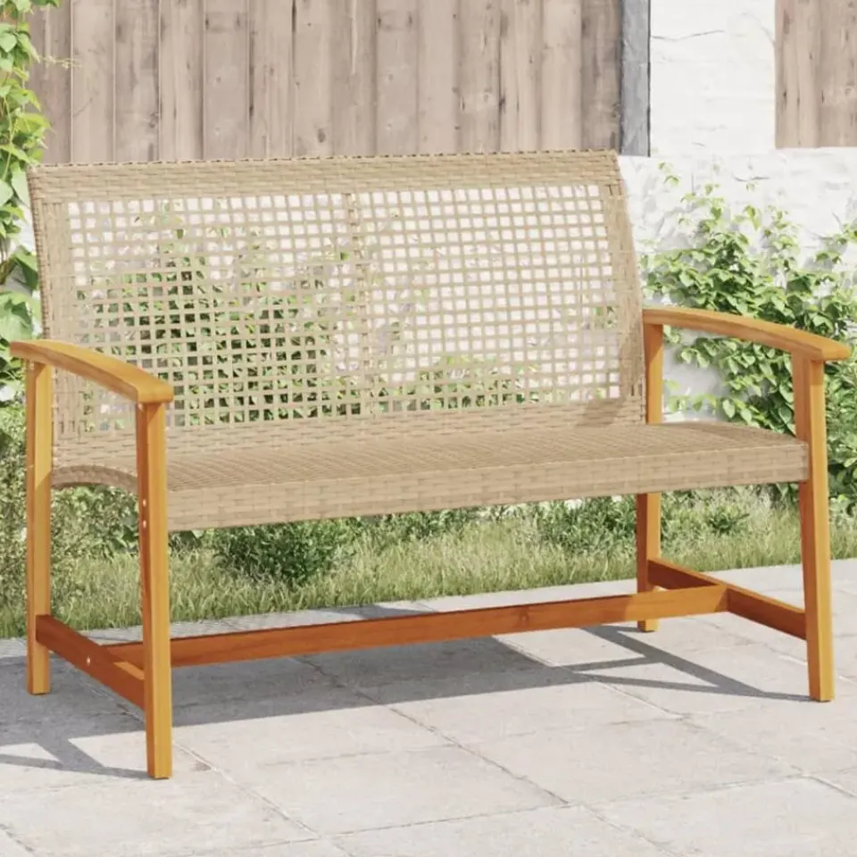 vidaXL - Tuinbank - Beige - Poly rattan en acaciahout beige - 112 cm Best