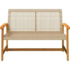 vidaXL - Tuinbank - Beige - Poly rattan en acaciahout beige - 112 cm Best