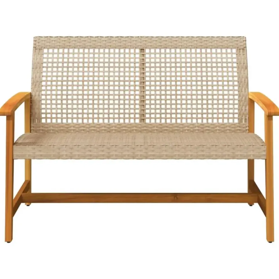 vidaXL - Tuinbank - Beige - Poly rattan en acaciahout beige - 112 cm Best