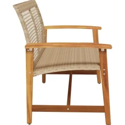 vidaXL - Tuinbank - Beige - Poly rattan en acaciahout beige - 112 cm Best