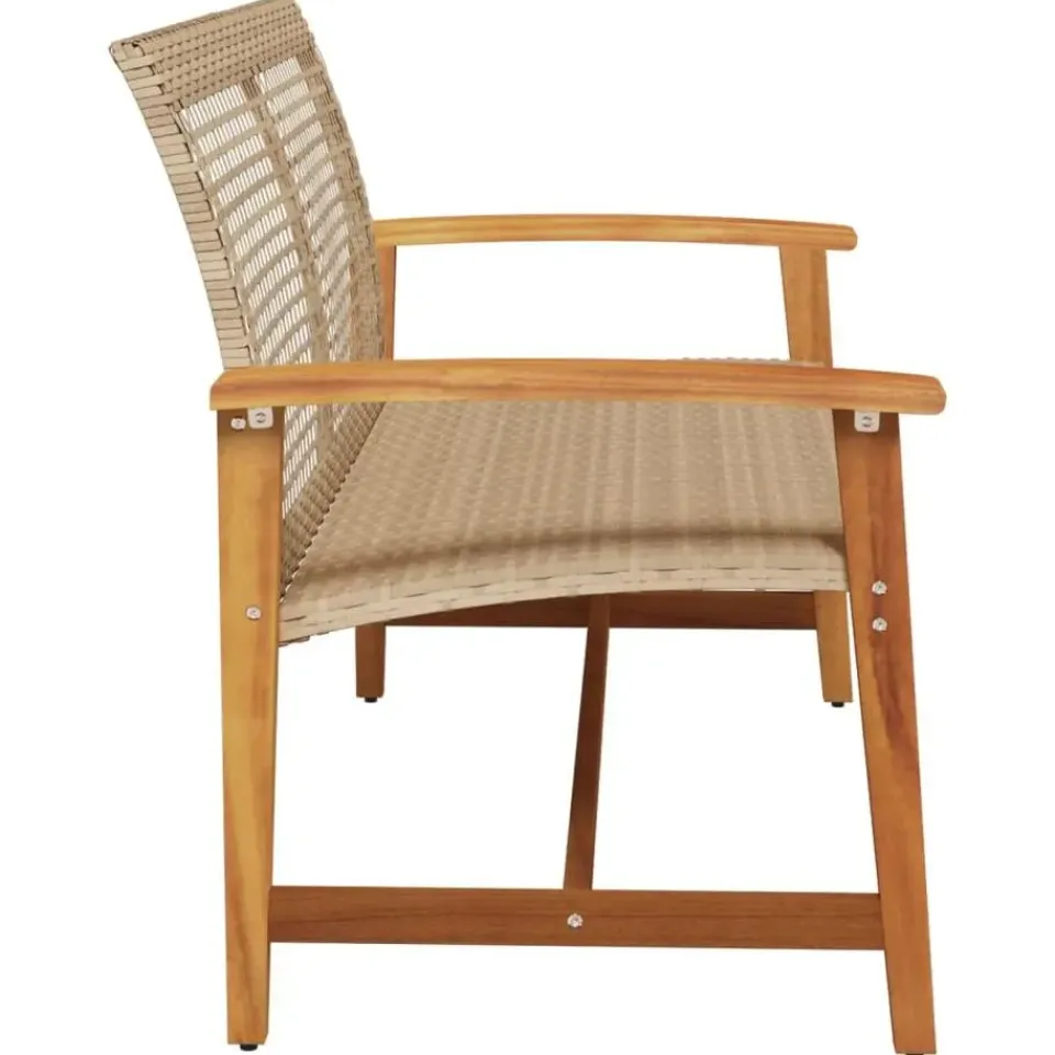 vidaXL - Tuinbank - Beige - Poly rattan en acaciahout beige - 112 cm Best