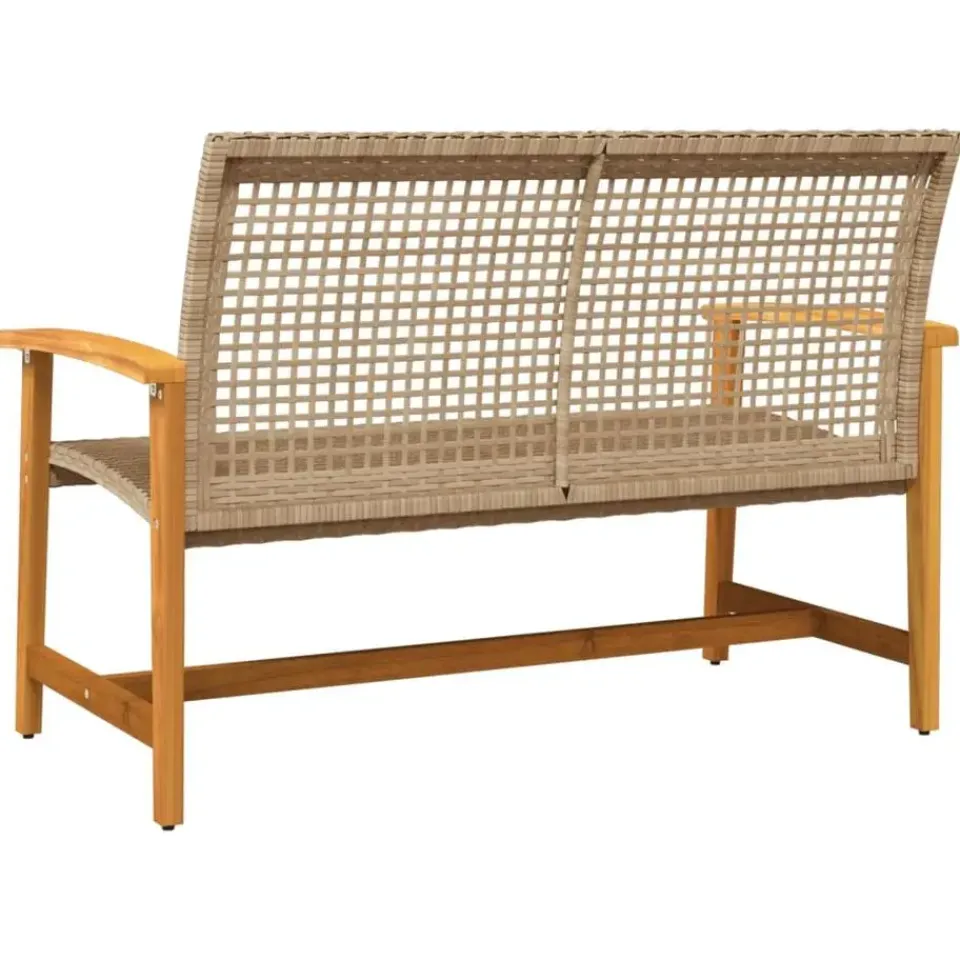 vidaXL - Tuinbank - Beige - Poly rattan en acaciahout beige - 112 cm Best