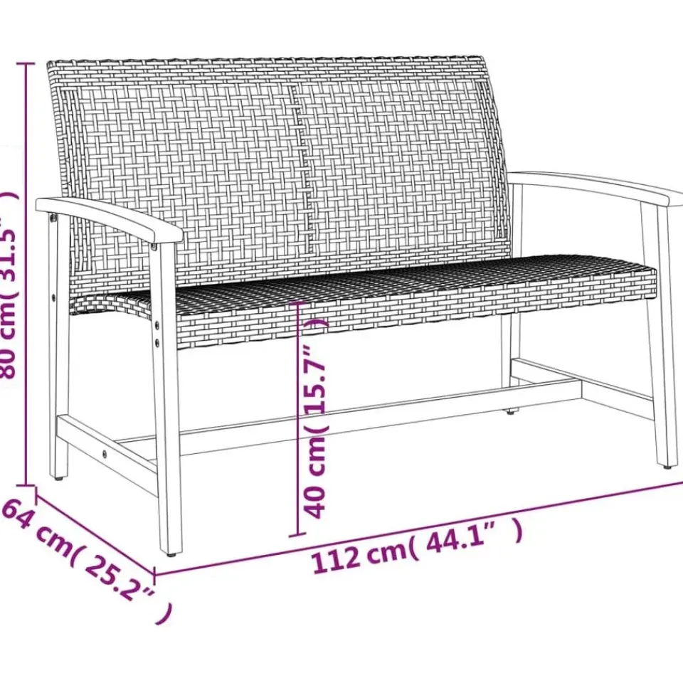 vidaXL - Tuinbank - Beige - Poly rattan en acaciahout beige - 112 cm Best