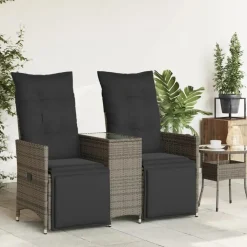 vidaXL - Tuinbank - Grijs - Poly rattan Clearance