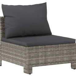 vidaXL - Tuinbank - Grijs - Poly rattan - Met kussens New