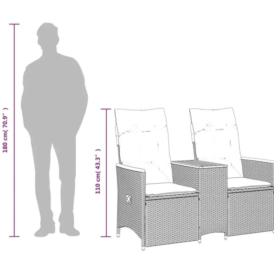 vidaXL - Tuinbank - Zwart - Poly rattan Hot