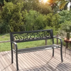 vidaXL - Tuinbank - Zwart - Staal - 125 cm Sale