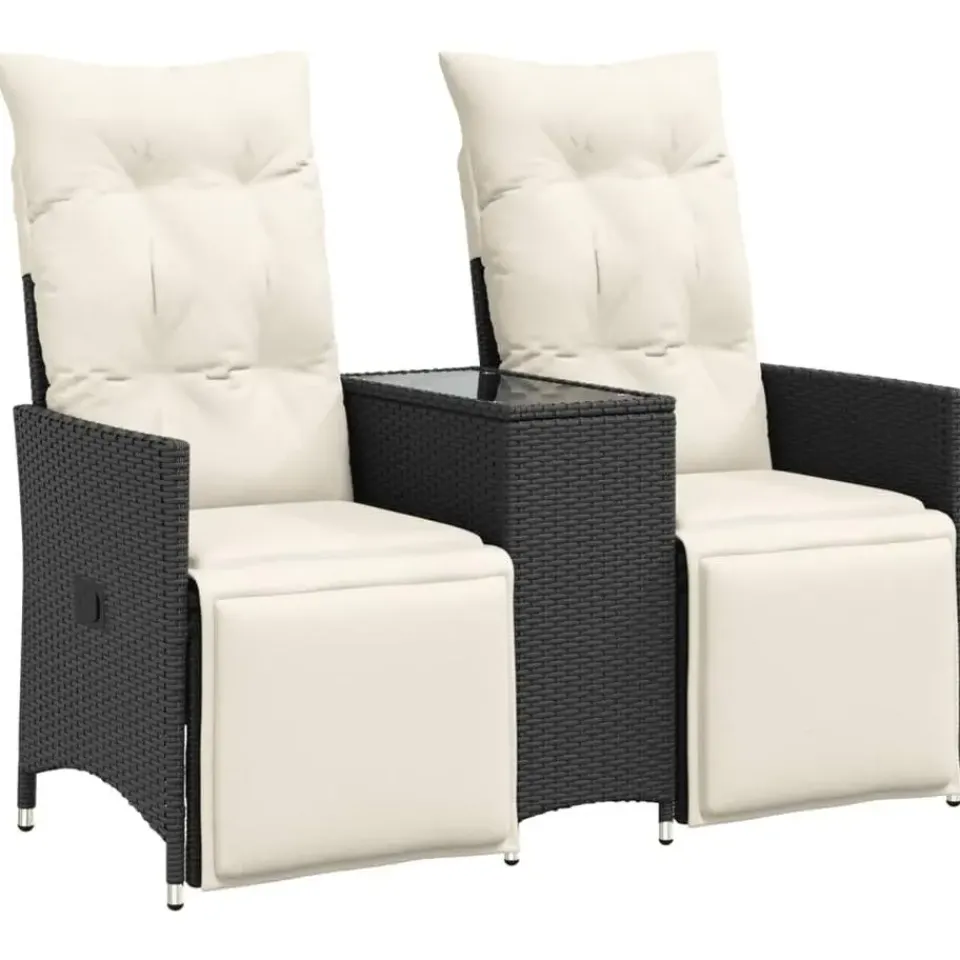 vidaXL - Tuinbank - Zwart - Poly rattan Discount