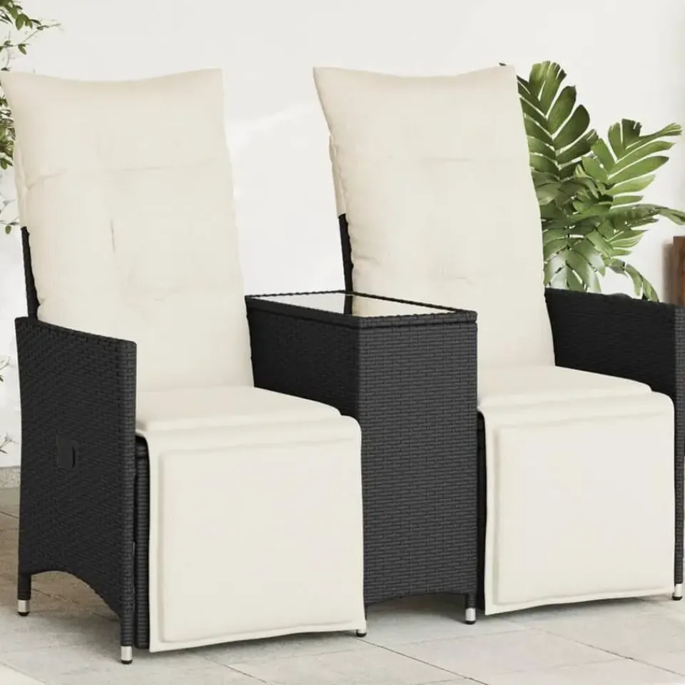 vidaXL - Tuinbank - Zwart - Poly rattan Discount