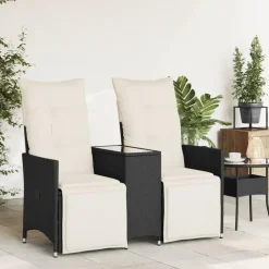 vidaXL - Tuinbank - Zwart - Poly rattan Discount