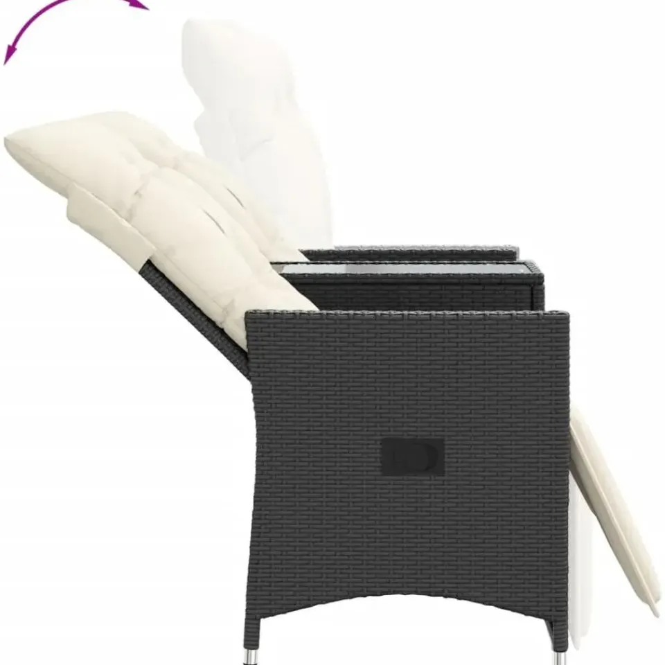 vidaXL - Tuinbank - Zwart - Poly rattan Discount