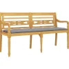 vidaXL - Tuinbank Batavia met grijs kussen - Teakhout - 150x51.5x84 cm Online