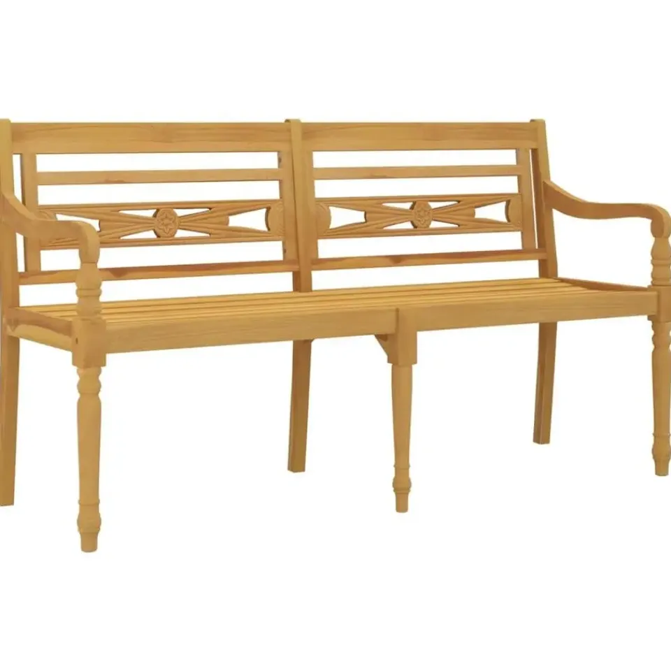 vidaXL - Tuinbank Batavia met grijs kussen - Teakhout - 150x51.5x84 cm Online