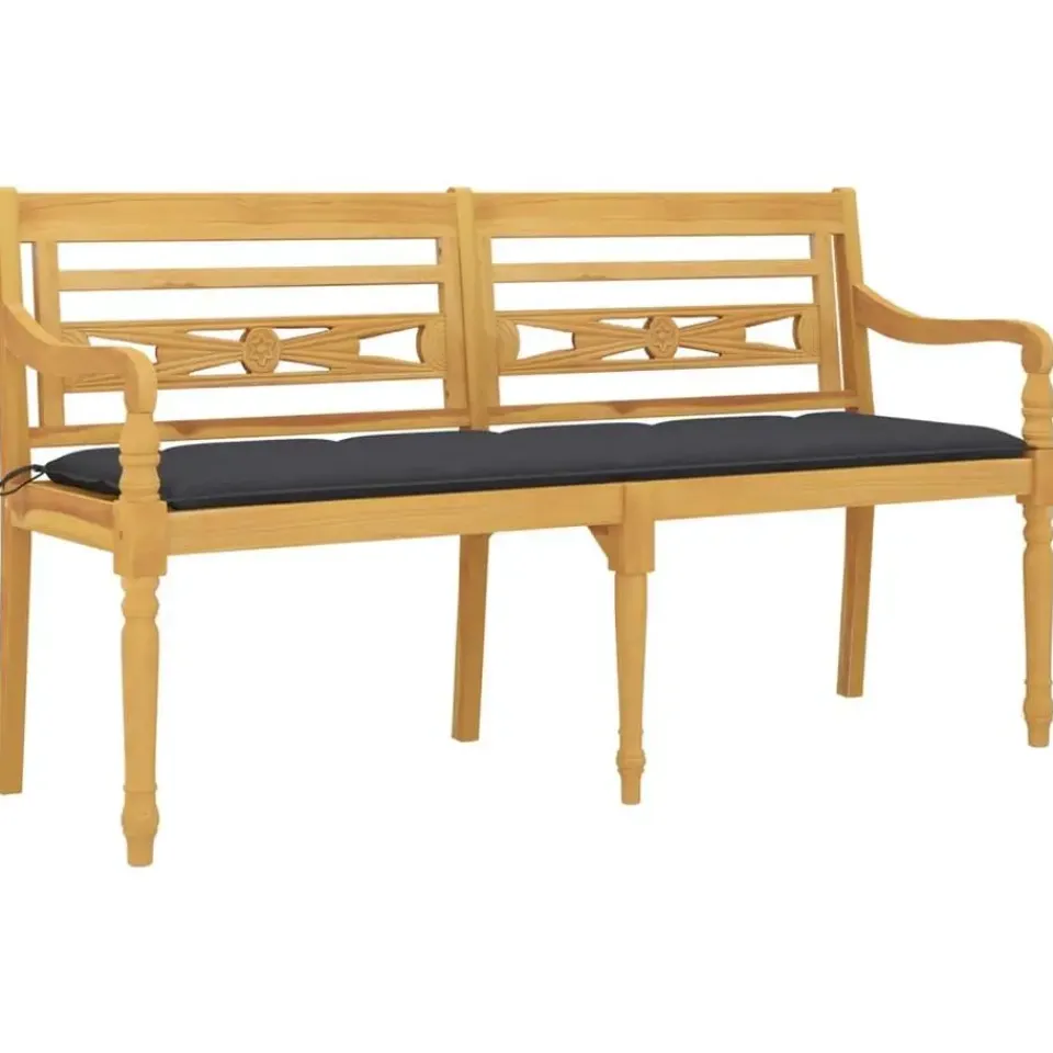 vidaXL - Tuinbank Batavia met antraciet kussen - Teakhout - 150x51.5x84 cm Sale