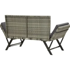 vidaXL - Tuinbank 2-in-1 - Grijs - Poly rattan -176 cm - Met kussens New