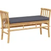 vidaXL - Tuinbank met donkergrijs kussen - Bamboe - 110x37x65 cm Hot