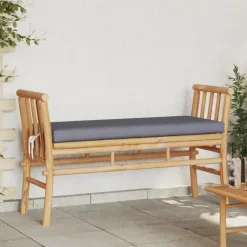 vidaXL - Tuinbank met donkergrijs kussen - Bamboe - 110x37x65 cm Hot