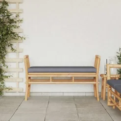 vidaXL - Tuinbank met donkergrijs kussen - Bamboe - 110x37x65 cm Hot
