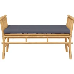 vidaXL - Tuinbank met donkergrijs kussen - Bamboe - 110x37x65 cm Hot