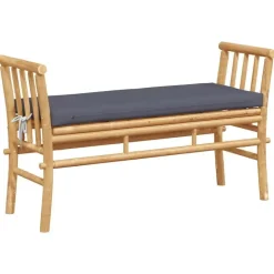 vidaXL - Tuinbank met donkergrijs kussen - Bamboe - 110x37x65 cm Hot