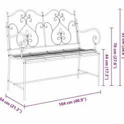 vidaXL - Tuinbank met sprankelend ontwerp - Wit - Staal - 104x54x93 cm Clearance