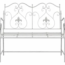 vidaXL - Tuinbank met sprankelend ontwerp - Wit - Staal - 104x54x93 cm Clearance