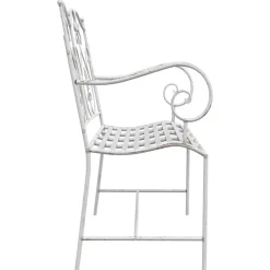 vidaXL - Tuinbank met sprankelend ontwerp - Wit - Staal - 104x54x93 cm Clearance