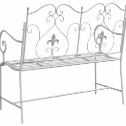 vidaXL - Tuinbank met sprankelend ontwerp - Wit - Staal - 104x54x93 cm Clearance