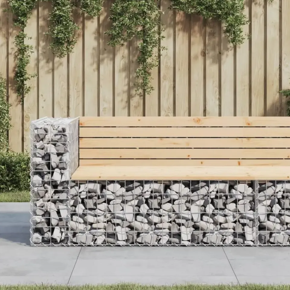 vidaXL - Tuinbank schanskorfontwerp - Massief grenenhout - 122x71x65,5 cm Outlet