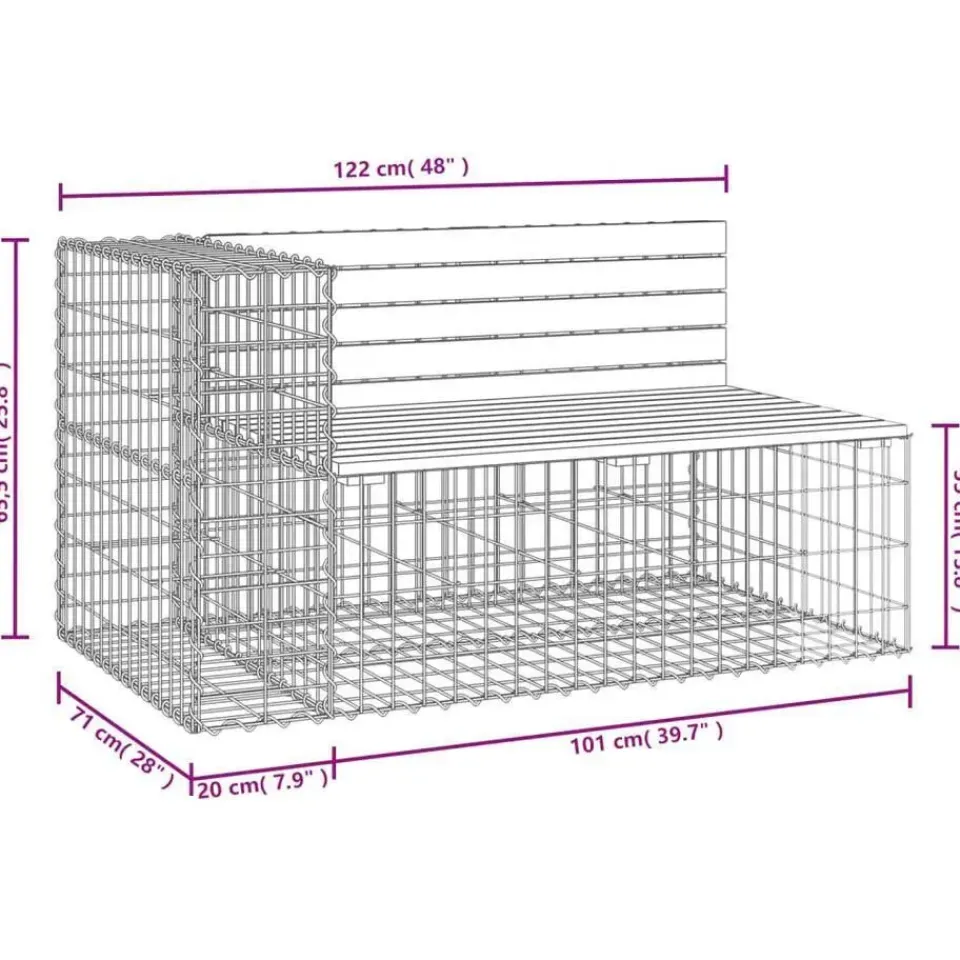 vidaXL - Tuinbank schanskorfontwerp - Massief grenenhout - 122x71x65,5 cm Outlet