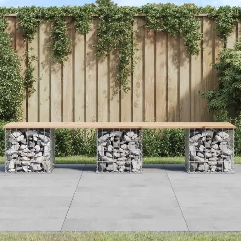 vidaXL - Tuinbank schanskorfontwerp - Massief grenenhout - 203x44x42 cm Clearance