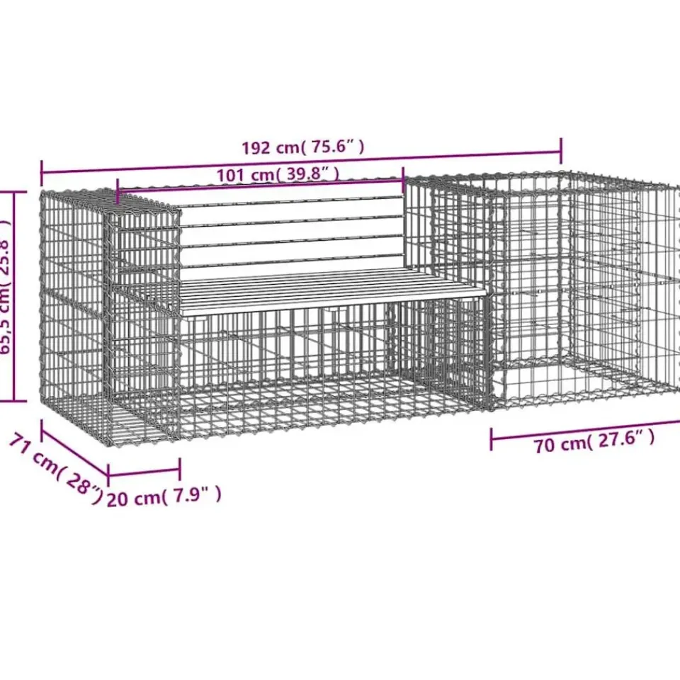 vidaXL - Tuinbank schanskorfontwerp - Massief grenenhout - 192x71x65,5 cm Discount