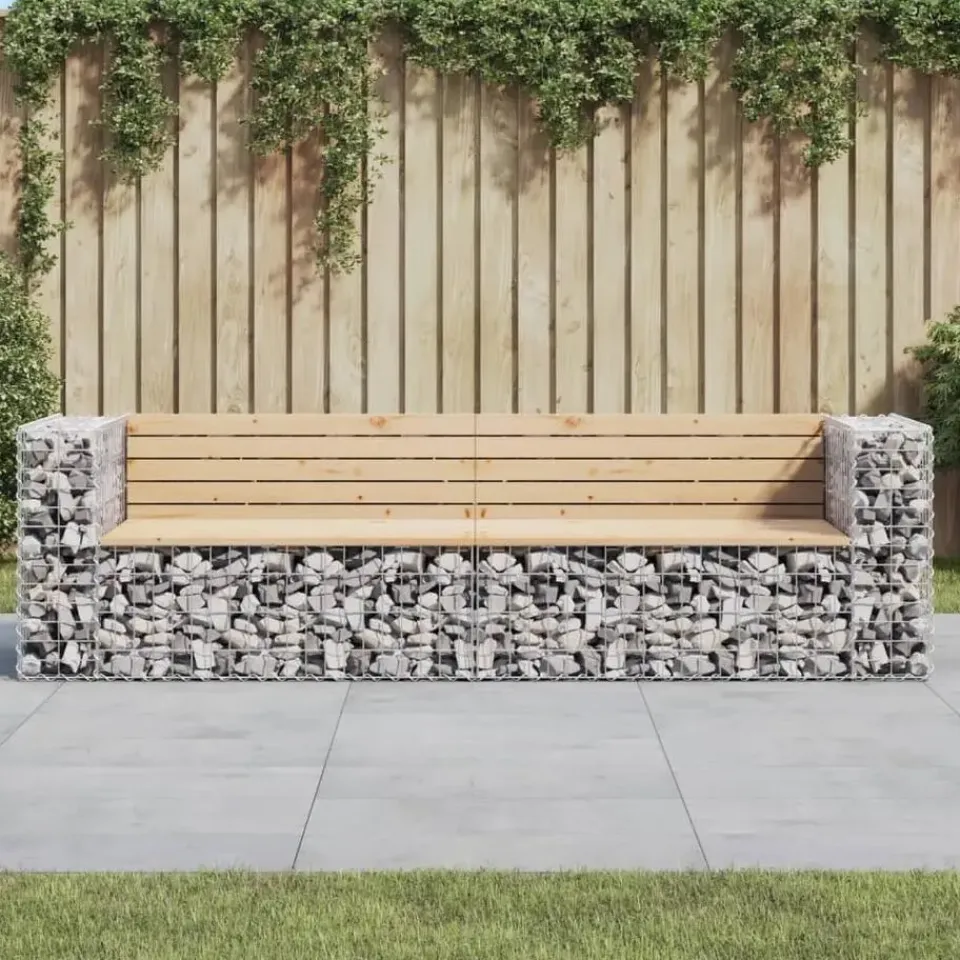 vidaXL - Tuinbank schanskorfontwerp - Massief grenenhout - 244x71x65,5 cm Hot